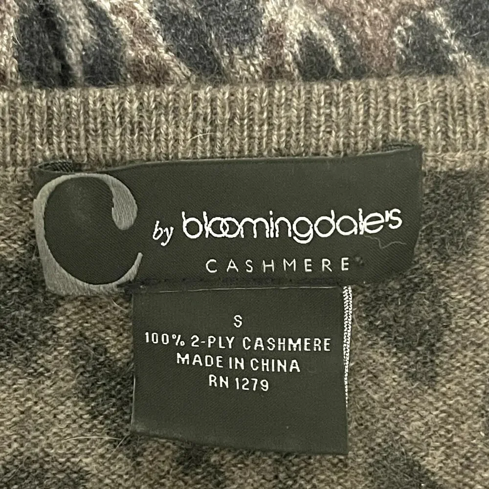 C by Bloomingdale's 2-Ply Cashmere Leopard Print Cardigan Size Small